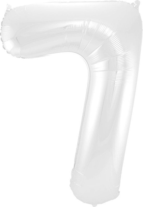 Folat - Folieballon Cijfer 7 Wit Metallic Mat - 86 cm