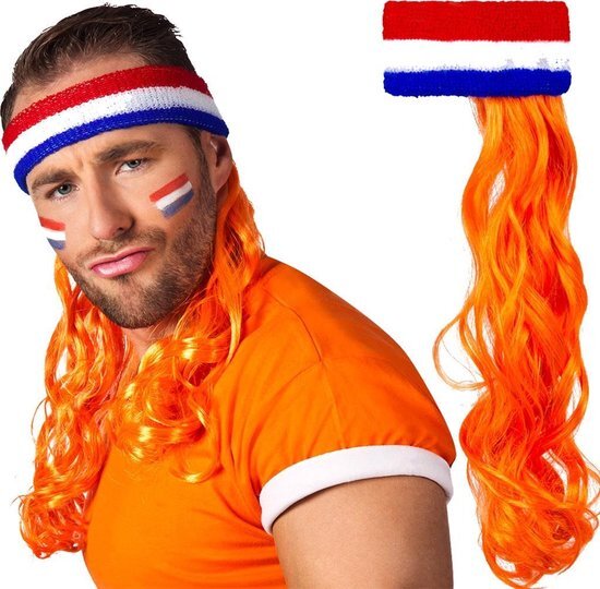 Feestbeest.nl Hoofdband Nederland met oranje haar