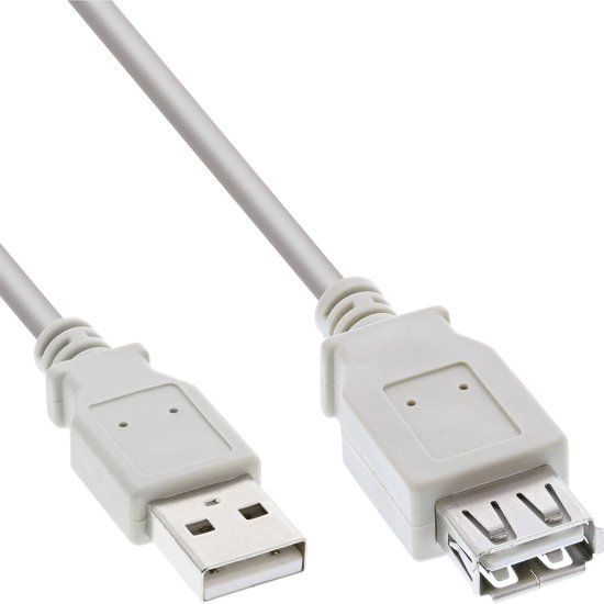 InLine USB 2.0 A Male naar USB 2.0 A Male Kabel 0.5m Grijs
