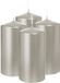 Wiedemann Cilinderkaars/stompkaars - 4 stuks - metallic zilver - 12 x 6 cm - 33 branduren