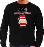 Bellatio Decorations Foute Kersttrui/Sweater Heren - Kerstman - Zwart - Merry Christmas S