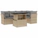vidaXL 6-delige Loungeset met Kussens, Poly Rattan, Beige