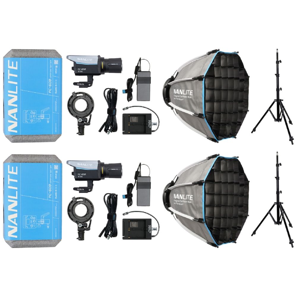Nanlite FC-60B LED Bi-color Spot Light Dual Kit with Stand & Softbox