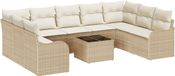 vidaXL Tuinbank Set Beige en Wit Polyrattan