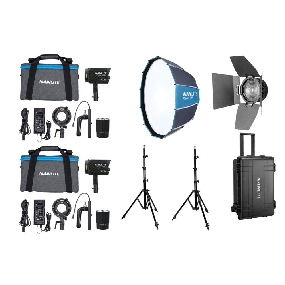Nanlite Forza 60B II Bi-color Dual Kit with Case, Stand, Fresnel & Softbox