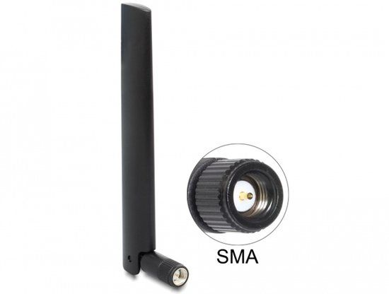 DeLock Tragant NB-IOT 900 MHz antenne SMA-plug 3 DBI Omnidirectioneel met kantelgewricht zwart