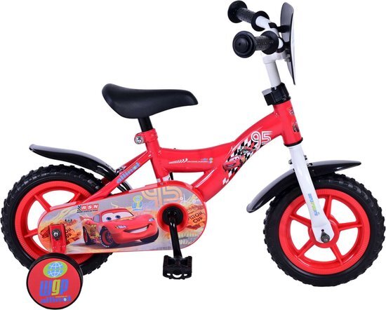 Disney cars kinderfiets - jongens - 10 inch - rood - doortrapper