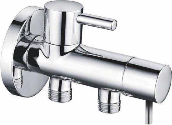 Wiesbaden Minimal Dubbele Hoekstopkraan 1/2" x 3/8" x 3/8" - Chroom