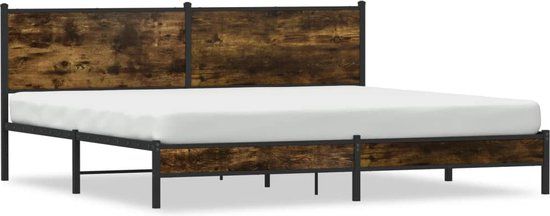 vidaXL Bedframe - Gerookt Eiken - Metaal - 200x200 cm