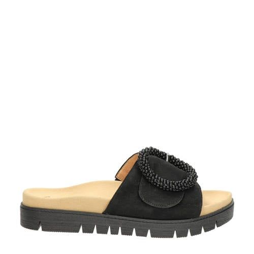 Gabor suède slippers zwart