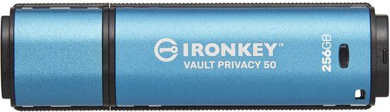 IronKey Vault Privacy 50 - Secure USB Flash Drive - 256 GB - Blue