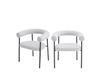 Lot de 2 fauteuils de table en tissu bouclette et métal - écru chiné