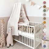 LILIMAUS Klamboe voor ledikant met gouden details - hemeltje babybed - mousseline katoen - 140 cm - wit