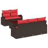 vidaXL Tuin Sofa Set 6 st 5-Aantal zitplaatsen Beige en Rood
