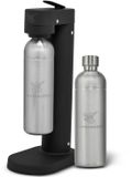 Luckymoose Bruiswatertoestel Infinity-S - Soda Maker met 2x 1,25L RVS Drinkfles Zilver - Bruiswater Toestel Zwart