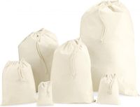 Merkloos Katoenen canvas opbergzak/waszak met afsluitkoord - 10x stuks - 49 x 75 cm - 38 liter - naturel kleur