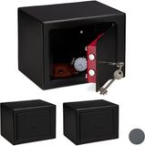 Merkloos 3 x kluisje met sleutel - kluis voor thuis - privékluis - mini safe - zwart