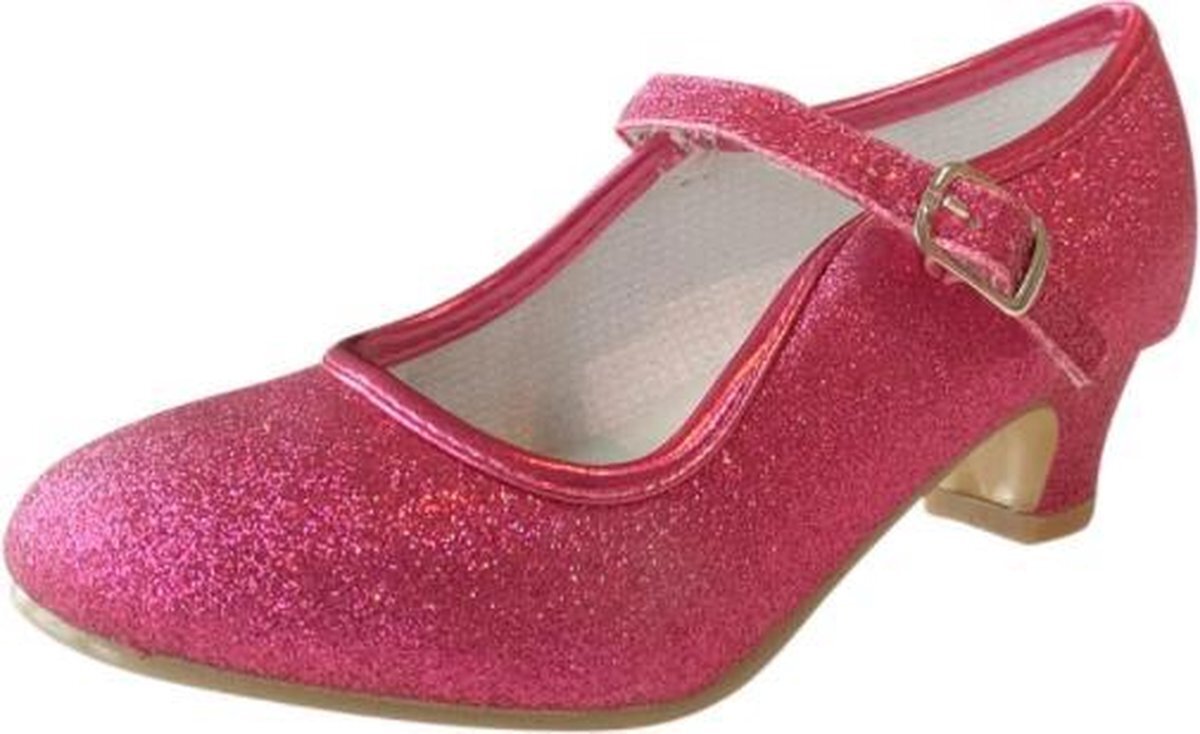 Spaansejurk NL Spaanse Prinsessen schoenen fuchsia roze glitter maat 29 - binnenmaat 19 cm - bij jurk