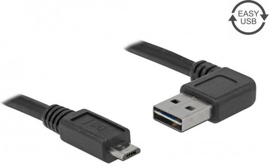 Delock Micro USB naar USB-A Haaks Kabel - 5 meter - Zwart