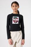 Garcia Meisjes Print T-shirt Zwart Lange mouw