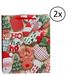 Gerimport Sac cadeau de Noël - 2x - 32 cm - ho-ho-ho et père Noël