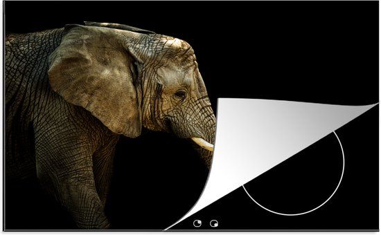 KitchenYeah® Inductie beschermer 77x51 cm - Olifant - Zwart - Inductiebeschermer