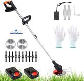 Merkloos / Sans marque Hong Kong Qiyuan Technology Limited Draagbare Accu Grastrimmer Bosmaaier - Elektrische Tuintrimmer met 2 Accu's en Oplader - 15 cm Maaibreedte - 18.000 tpm