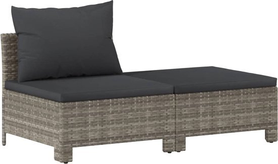 vidaXL 2-delige Loungeset met kussens poly rattan grijs