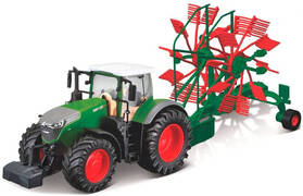 Bburago Fendt 1050 VARIO + WHIRL RAKE groen/rood schaalmodel 10 CM