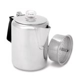 GSI Outdoors Percolator koffiepot, gletsjer, roestvrij staal met siliconen handvat voor kamperen en backpacken, voor individuen en groepen, fornuisbestendig