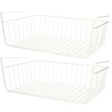 Urban Living Kastmandje - 4x - opberg/hang mandjes - rvs - wit - 40 x 25 x 14 cm - draadmand