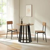 en.casa Eettafel Lensuu rond zwart en eikenkleurig 80x76 cm