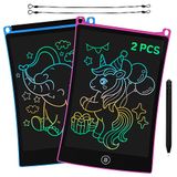 GUYUCOM 2 stuks LCD schrijftablet, 8,5 inch Kids Doodle & Scribble Boards, speelgoed voor jongens pedagogisch speelgoed, uitwisbaar jongensspeelgoed, peuterspeelgoed voor Kerstmis verjaardag (blauw en
