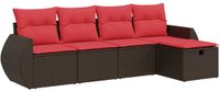 vidaXL 5-delige Loungeset met kussens, polyrattan, bruin