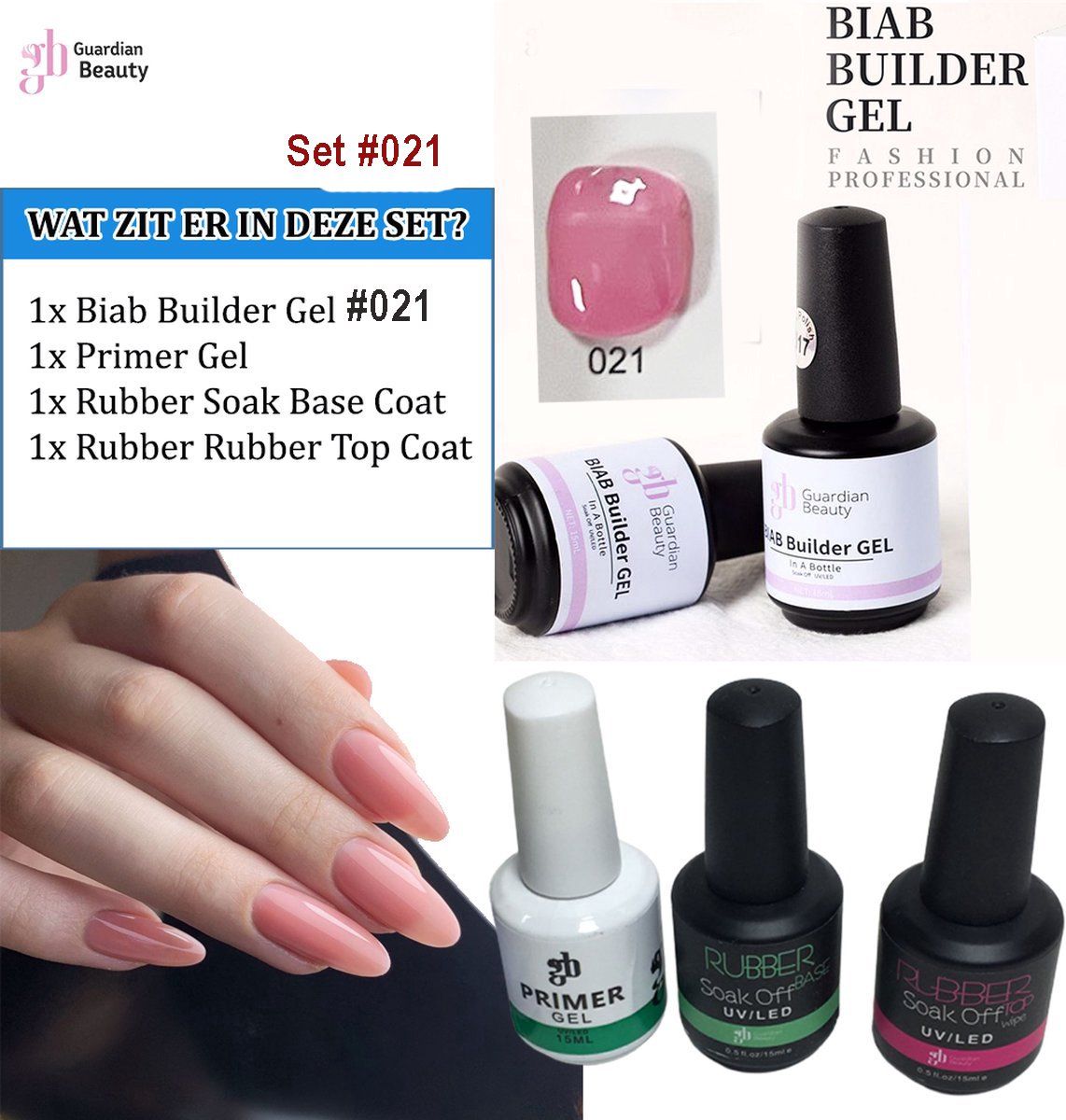 Guardian Beauty BIAB Builder Gel Set #21 - Nagellak Gel - BIAB Builder - Biab Gel - Biab Nail Gel