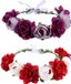 Unyqoos Couronne de fleurs Guirlande de fleurs Cheveux pour femmes Mariage Fête Dames Bandeau Fleurs Filles Rose Fleur Coiffure avec ruban Maternité Photo Props - Lot de 2