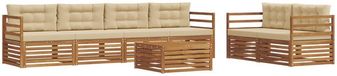 vidaXL Acacia Hout Loungeset 7-delig Natuurlijk en Beige