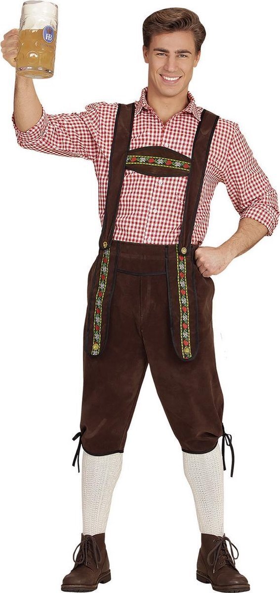 Widmann Boeren Tirol & Oktoberfest Kostuum | Beierse Lederhose Helmut Bruin Man | Medium / Large | Carnaval kostuum | Verkleedkleding