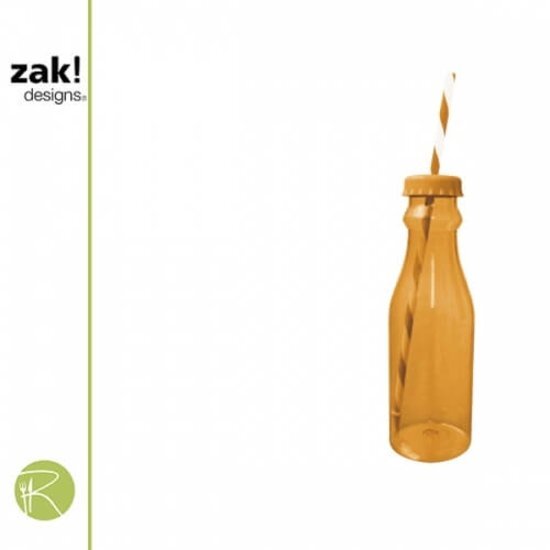Zak!Designs Soda - Waterfles met Rietje 70 cl - Oranje