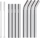 Ibenzoa® Set de 10 pailles réutilisables en acier inoxydable avec brosses de nettoyage pour smoothies