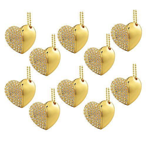 A-Plus A Plus+ 10 stks 32GB Diamond Heart USB Memory Stick Metalen USB Flash Drive Gouden