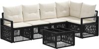 vidaXL Tuinbank - Set - 6 - st - Zwart - poly - rattan