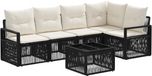 vidaXL Tuinbank - Set - 6 - st - Zwart - poly - rattan