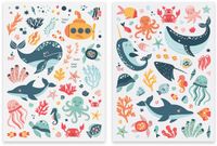 Merkloos / Sans marque Suits you well Stickers - Onderzeeer & Zeeleven Cartoonstyle - 2 Vellen - Scrapbook Hobby DIY Stickervel - 0,3-7,5cm - 128 Stuks