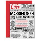46e verjaardag kaarten voor mannen vrouwen - getrouwd 1979 krant - Gelukkig 46 huwelijksverjaardag kaart voor echtgenoot vrouw vader mama Nan Grandad Vintage Retro 1979, 15x7 inch wenskaarten