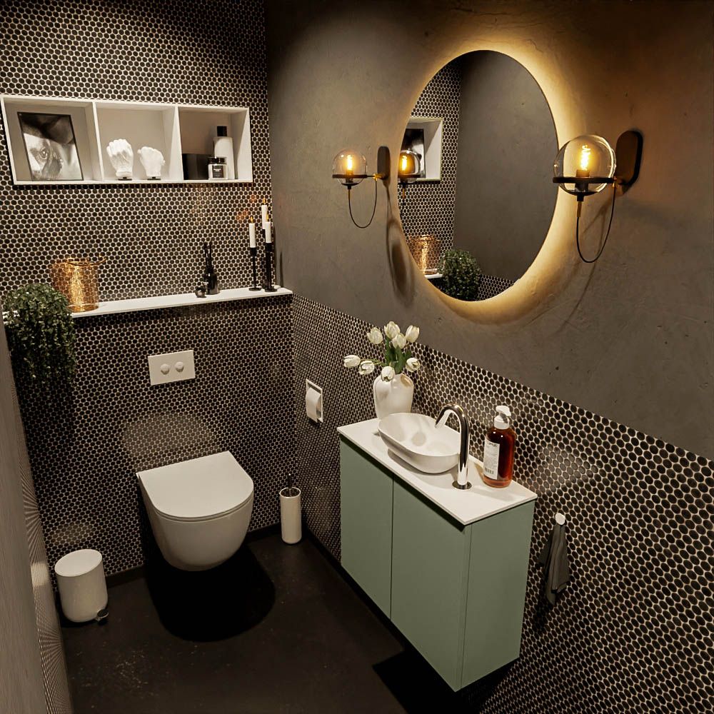 Mondiaz fowy toiletmeubel 60 cm army - talc - 1 kraangat