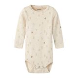 NAME IT BABY katoenen gebreide romper met print - zand