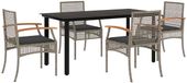 vidaXL 5-delige Tuinset met Kussens Poly Rattan Grijs