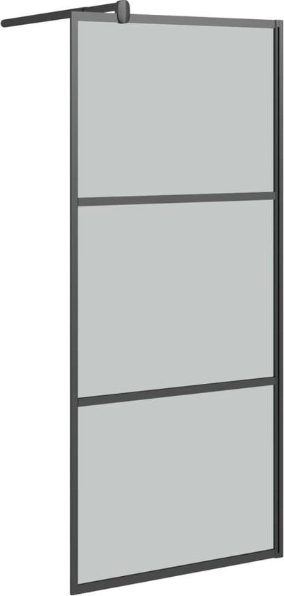 vidaXL Inloopdouchewand - 80x195 cm - Zwart - ESG-glas - Vaste Wand