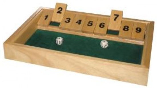 HOT Games Shut the box groot 9 cijfers 34 x 24 x 3 cm hout